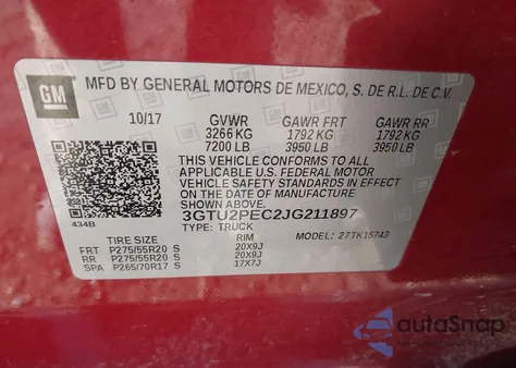 2018 GMC Sierra 1500 Denali из США, поврежденный, VIN 3GTU2PEC2JG211897